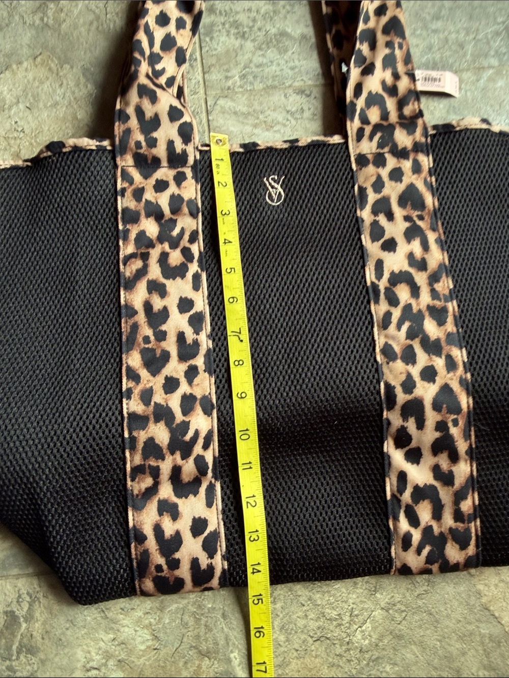 NWT Victoria's Secret Black Tote with Leopard-Print Trim - Picture 3 of 9